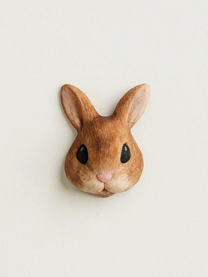 Брошь ручной работы Подарки руками «Зайчик», полимерная глина, фото 1.