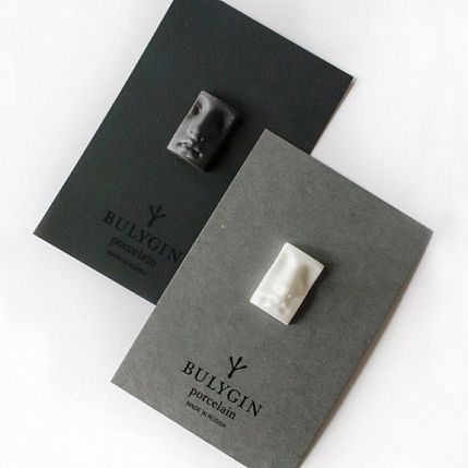 Брошь ручной работы Bulygin «Античный нос», чёрная, фарфор, фото 4.