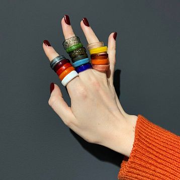 Кольцо стеклянное оранжевое, фото 3.