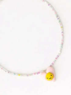 Чокер ручной работы Радость Рядом с сердечком «Смайлик», полимерная глина, бисер