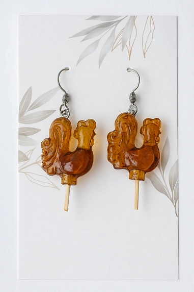 Серьги Подарки руками «Карамельные петушки», полимерная глина, фото 3.