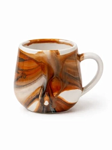 Кружка ручной работы с разводами Кафель «Дюна», бело-коричневая, керамика, 350 мл