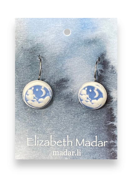 Серьги Elizabeth Madar Луна, керамика, голубые, фото 1.