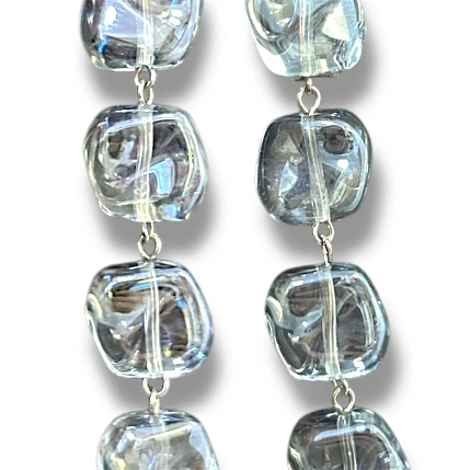 Серьги Бур.Мур «Ice», ювелирный сплав, художественное стекло, прозрачные, фото 2.