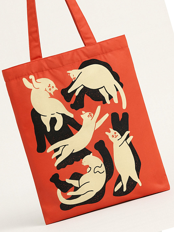 Сумка шоппер Валя Карнавалова «Котики», на молнии, водонепроницаемый, фото 2.