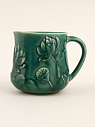 Кружка ручной работы «Лотос и карп», тёмно-зелёная, фарфор, 430 мл, превью фото 1