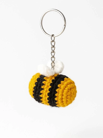 Вязаный брелок, обвес на сумку DARI DARI «Пчёлка», жёлтый, 5 см, фото 2.