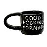Кружка ручной работы с надписью «Good f***ing morning», чёрная, керамика, 170 мл, превью фото 1