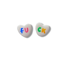 Серёжки-гвоздики «Fuck», полимерная глина, белые
