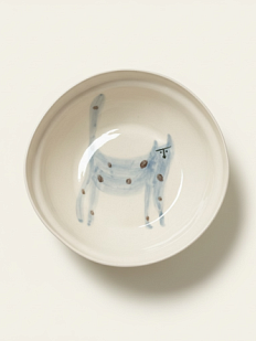 Тарелка ручной работы Донышко-горлышко «Кот Краш Сизый», белая, керамика