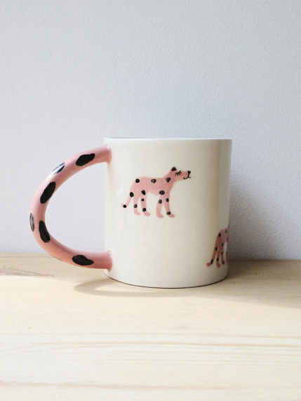 Кружка ручной работы Ладан керамика «Леопард на бизике», полуфарфор, 450 мл, фото 1.