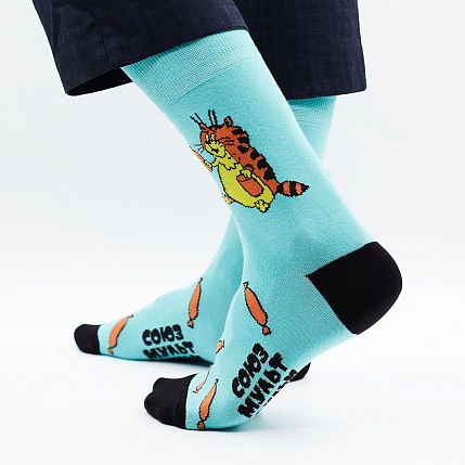 Носки «Нас и здесь неплохо кормят», р-р 42-46, бирюзовые, фото 1.