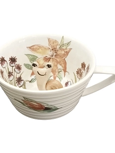 Чашка для чая ручной работы Мадам де Тюль с фигуркой внутри Улитка в цветах, разноцветная, фарфор, 250 мл