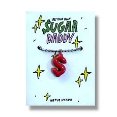 Подвеска на цепочке ручной работы «Sugar Daddy», коралловый, керамика