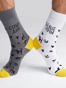 Носки «Белые ночи, серые дни», р-р 38-41, серо-белые