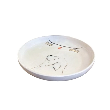 Тарелка ручной работы НАДО ЖЕ Собачка с косточками , керамика, 13-14 см, фото 3.