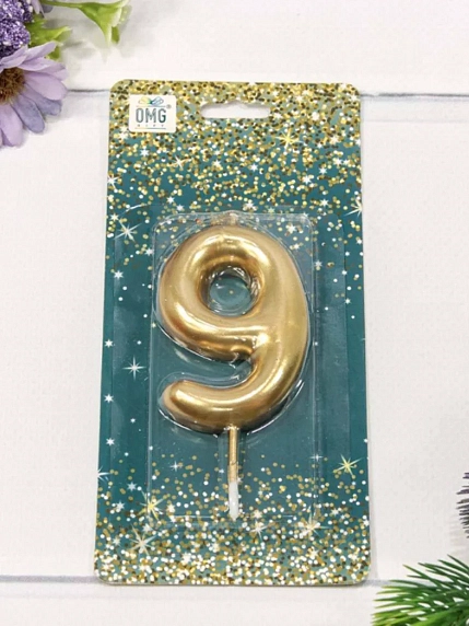 Свеча для торта «Цифра 9», 6 см, фото 1.