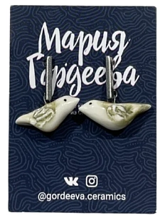 Серёжки-гвоздики Мария Гордеева «Птички», керамика