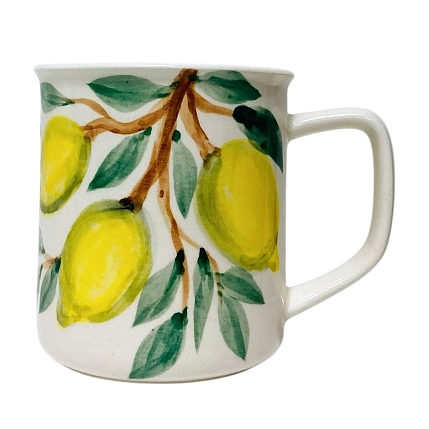 Кружка ручной работы Верба керамика цилиндр «Лимоны», керамика, 450 мл, фото 1.