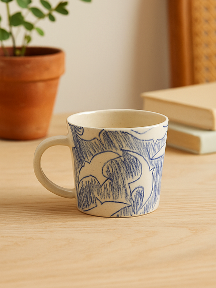 Кружка ручной работы с рисунком «Птицы», полуфарфор, 370 мл, фото 3.