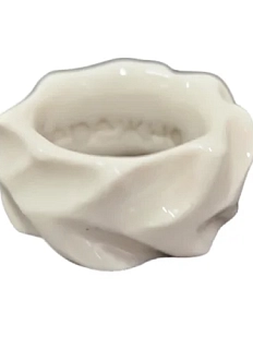 Кольцо ручной работы Бережно «‎Фактуры»‎‎, керамика, белое