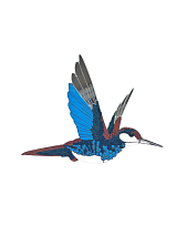 Брошь ручной работы «Колибри», синяя, дерево