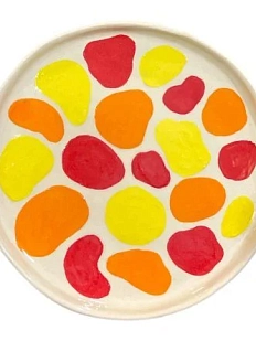 Тарелка ручной работы Малёма с росписью Красно-жёлтые пятна, керамика, 19 см