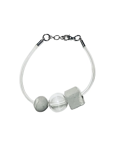 Браслет ручной работы «Кубик и шарики», бетон, стекло