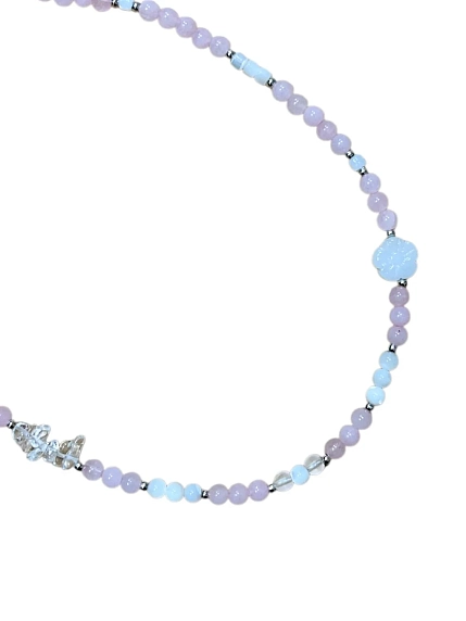 Чокер ручной работы Идеальное совпадение «Розовый сад», кварц и перламутр, фото 1.