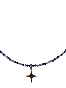 Чокер ручной работы из хрустального стекла с подвеской-звёздочкой, тёмно-синий