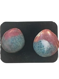 Серёжки-гвоздики «Ракушки», розово-голубые, керамика