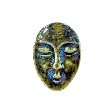 Кольцо ручной работы КерамЕлКа «Лицо овальное», коричневое, фарфор, фото 1.