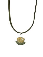 Чокер ручной работы «Тюльпан» на темно-зеленом замшевом шнурке, керамика