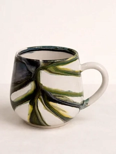 Кружка ручной работы с разводами Кафель «Волга», бело-зелёная, керамика, 350 мл