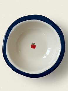 Глубокая тарелка ручной работы Йеллоускуп с яблоком, керамика, 18 см