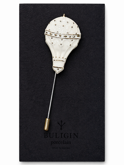 Брошь ручной работы Bulygin «Аэростат», бело-серебристая, фарфор, фото 2.