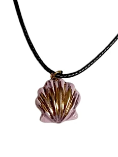 Подвеска ручной работы с ракушкой, розовая, керамика