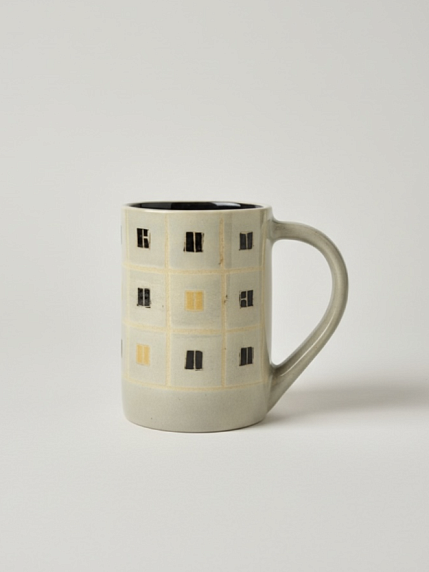 Кружка ручной работы «Панелька», серая, керамика, 250 мл, фото 1.