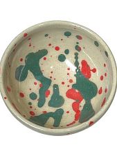 Пиала ручной работы с красно-зелёными разводами, бежевая, керамика