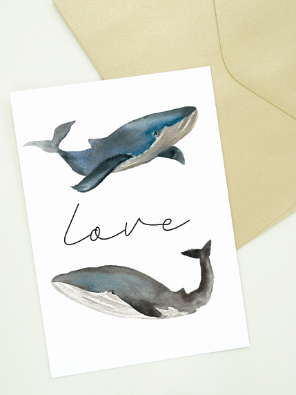 Открытка DARI DARI «Love» пара китов, А6, фото 1.
