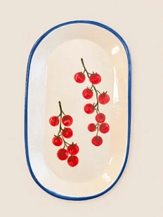 Блюдце ручной работы Йеллоускуп «Помидорки черри», керамика, 22 см