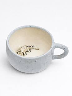 Кружка ручной работы с фигуркой внутри Крокодил, голубая, 400 мл