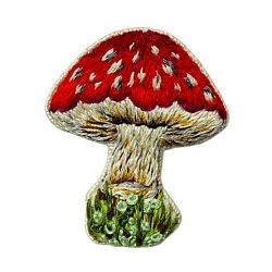 Брошь с ручной вышивкой «Мухомор», красная