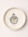 Тарелка ручной работы Мария Гордеева Овечка в красном берете, белая, полуфарфор, 14 см, превью фото 1