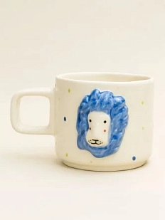 Кружка ручной работы Мария Гордеева с фигуркой «Лев», в точку, полуфарфор, 250 мл