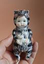 Ёлочная игрушка из фарфора «Малыш в костюме котика», 10 см, превью фото 1