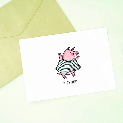 Набор открыток Олеси Важенки «Свинки», 3шт., фото 3.