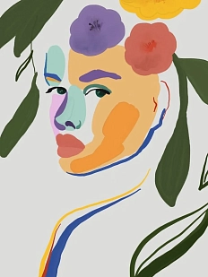 Постер интерьерный «Девушка в венке», А4