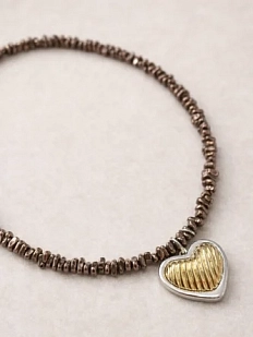 Чокер Мигетт с подвеской «Сердце», гематит, коричневый