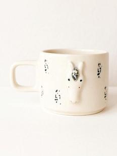 Кружка ручной работы с фигуркой Лошадка с узорами, полуфарфор, 250 мл